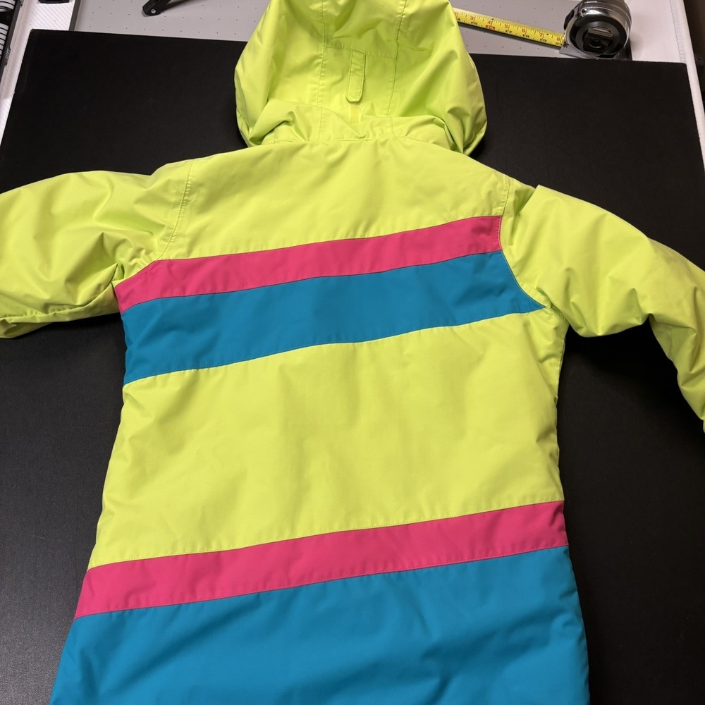 Burton Dryride Snowboard Jacket Youth Girls Size XL 18 Neon Yellow Blue Pink - Picture 16 of 16